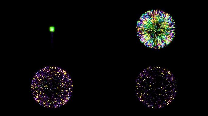 美丽的烟花爆炸在黑暗的背景