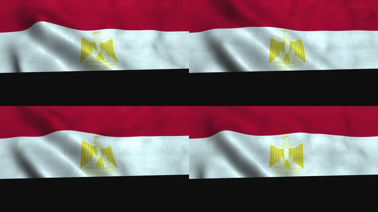 埃及国旗在风中挥舞。阿拉伯埃及共和国国旗