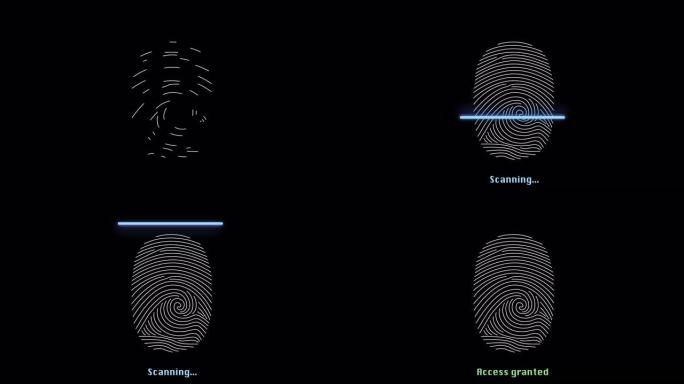 指纹生物识别安全访问动画-授予访问权限