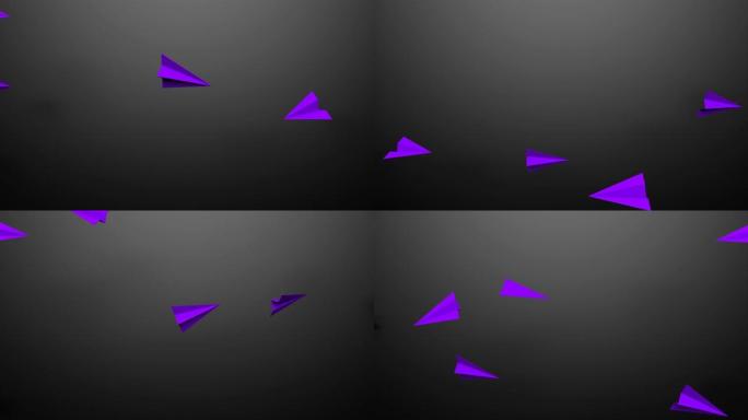 黑色背景上的紫色翻转环纸空气平原