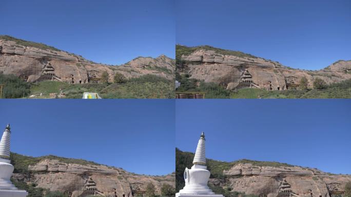 中国甘肃张掖石窟马蒂寺美丽的景观。