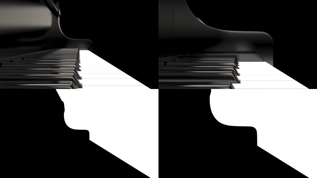 计算机图形3d渲染。黑色大钢琴3d渲染