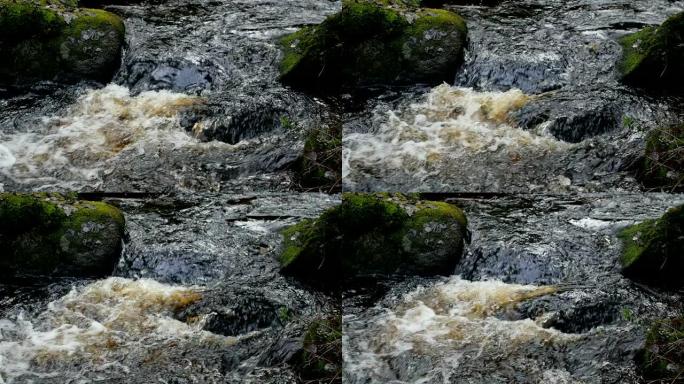 流动的水流，滚石河水水花石头