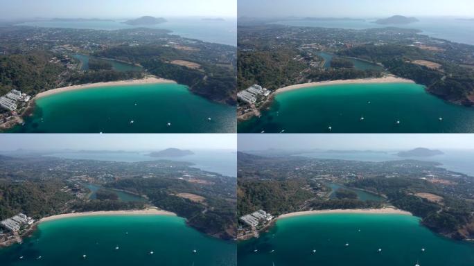 泰国普吉岛晴天奈哈恩海滩的鸟瞰图