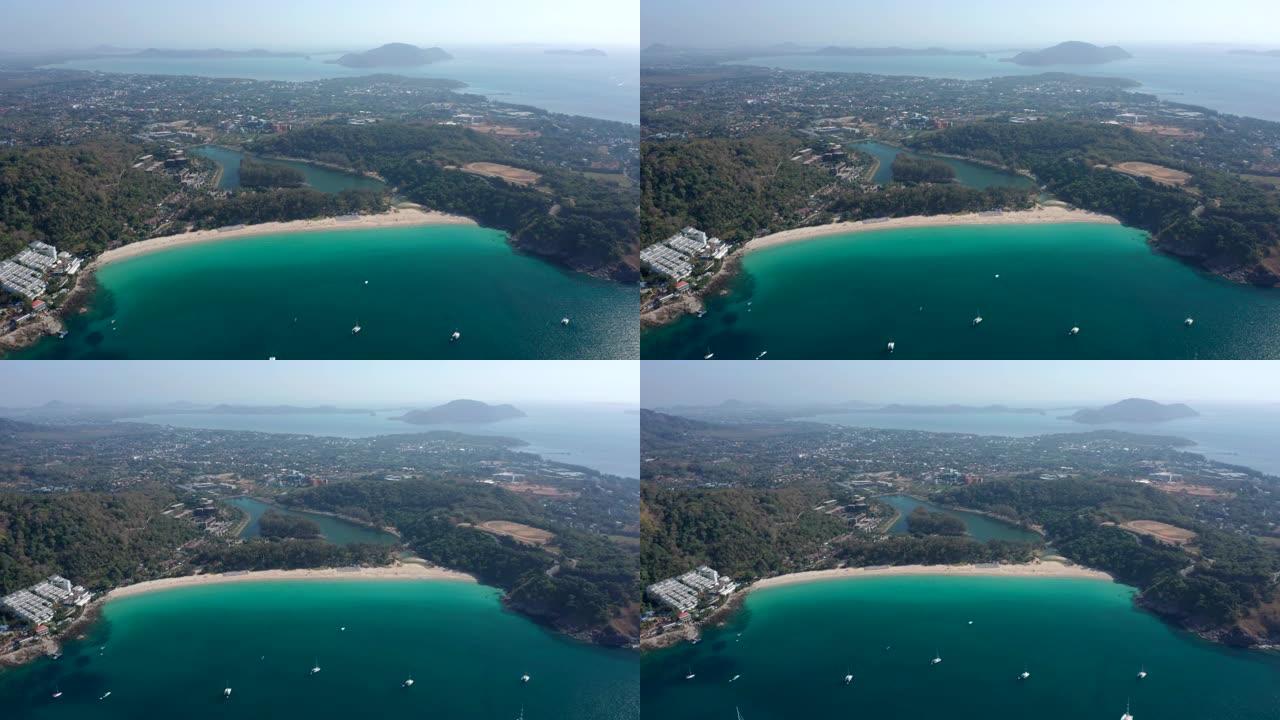 泰国普吉岛晴天奈哈恩海滩的鸟瞰图