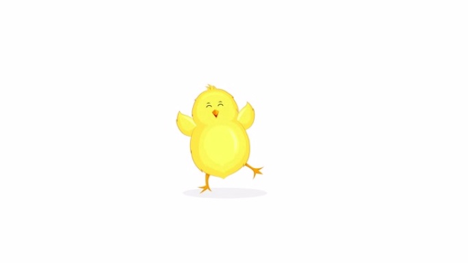 可爱的小鸡跳跃和跳舞。复活节快乐。