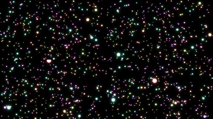 动感光亮的星星闪闪发光的动作。漂浮在太空中的闪光尘埃颗粒的抽象运动。4K bokeh动画背景