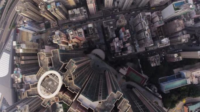 香港空中v176在公寓综合大楼上空低空俯视