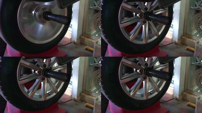 轮胎平衡在车库测试运行状态装配间调试检验