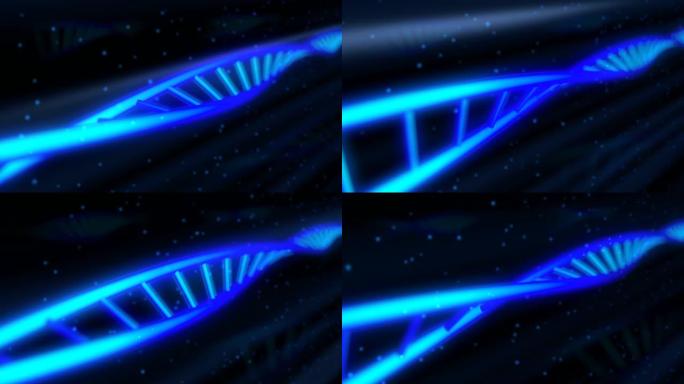 旋转双螺旋DNA分子粒子链的遗传密码-4k无缝循环运动背景动画