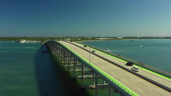 空中无人机视频迈阿密铜锣湾大桥