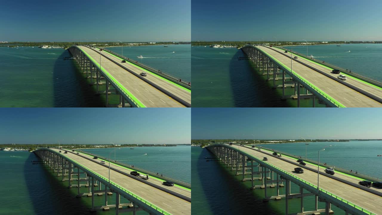 空中无人机视频迈阿密铜锣湾大桥
