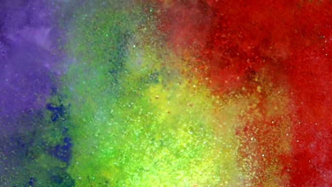 彩色彩虹闪光/灰尘/粉末/闪光地面表面爆炸速度为960fps
