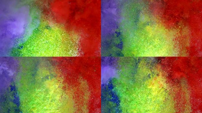 彩色彩虹闪光/灰尘/粉末/闪光地面表面爆炸速度为960fps