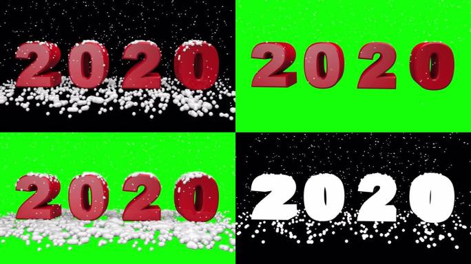 2020新年和圣诞节下雪冬季场景动画。