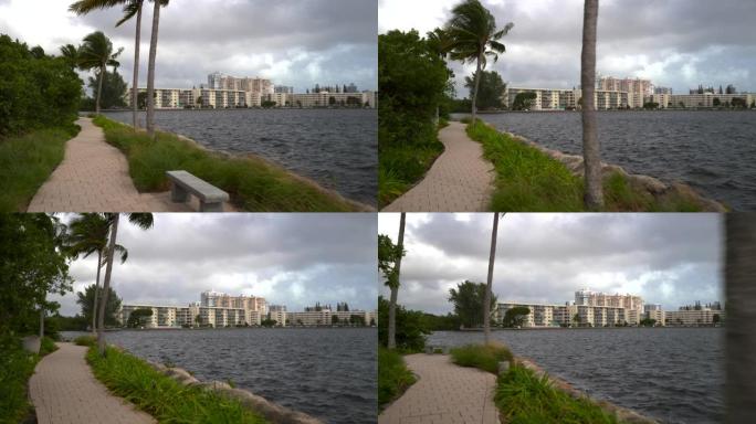 佛罗里达州迈阿密湾风景优美的步行道