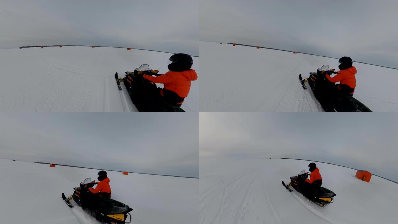 加拿大安大略省Simcoe lake雪地摩托。