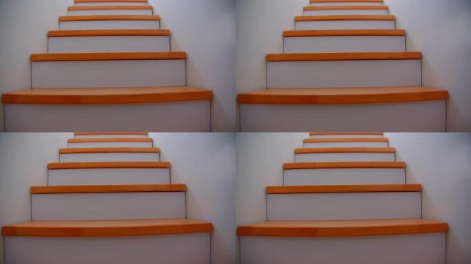 舒适公寓的楼梯特写镜头，现代室内被引导