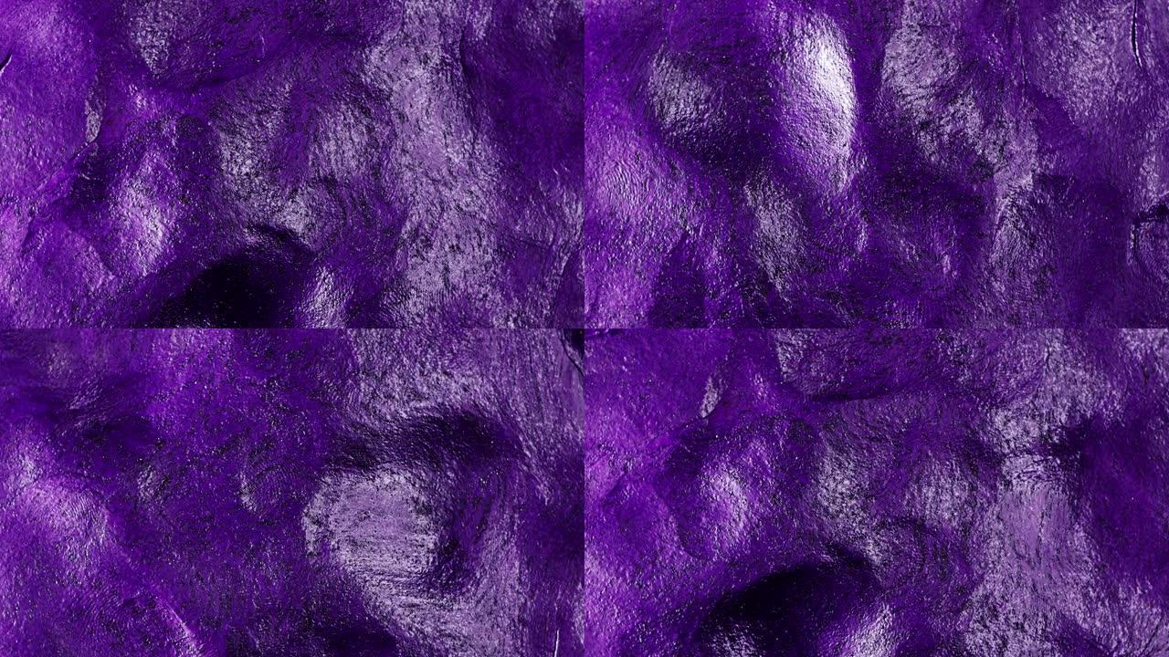 紫色/magnea湿粘液油灰表面纹理，因为它缓慢旋转/循环