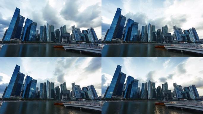 新加坡金融大楼在商业区的4k时间流逝