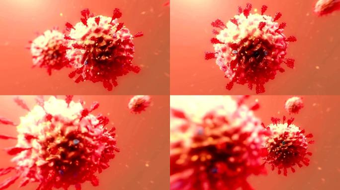冠状病毒3D动画演示红细胞冠状细胞