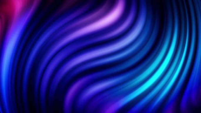 弯曲形式的抽象移动彩色线条。动画。彩色脉动波浪线与霓虹灯创造轻松的背景