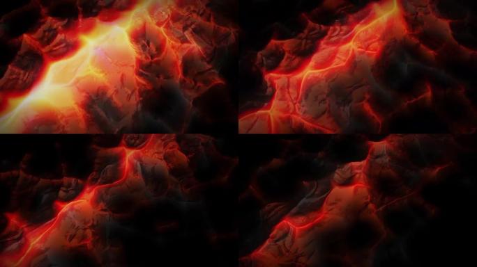 发光红色岩浆的3D渲染