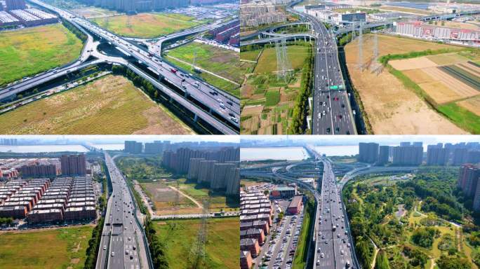 杭州钱塘新区汽车车流延时风景视频素材