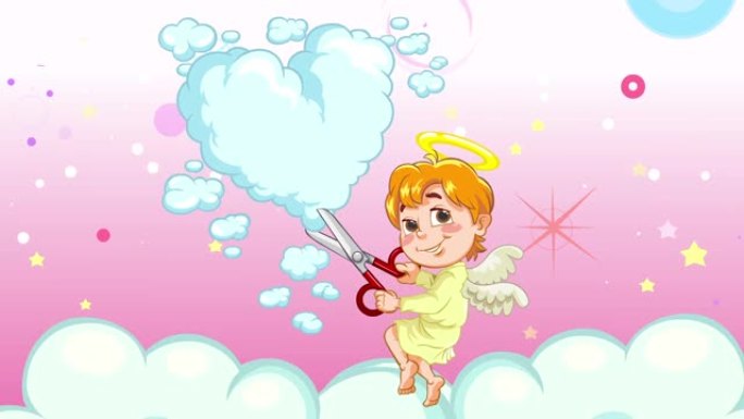 一组小天使。六一卡通动画天使的翅膀