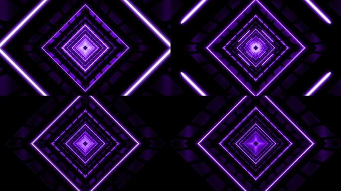 未来紫色无限背景霓虹隧道万花筒