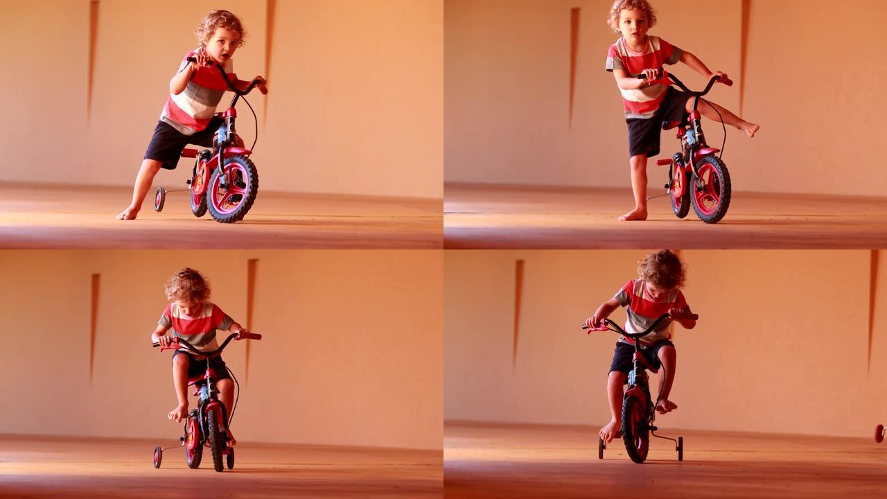 小男孩学骑三轮车儿童教育关爱儿童成长未成