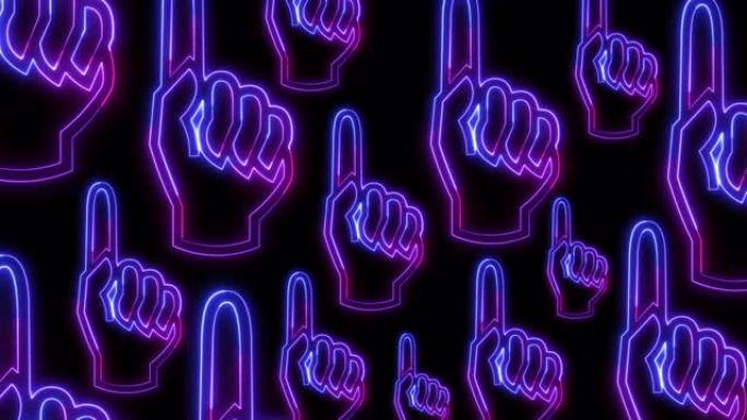 instagram深色背景垂直背景上霓虹灯风格的人手手指