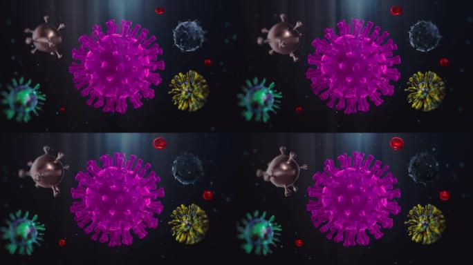 4k冠状病毒模型素材动画特效多种不同