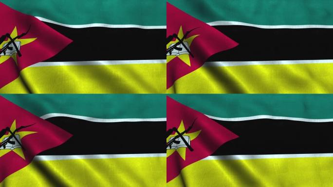 莫桑比克国旗在风中飘扬。莫桑比克国旗共和国