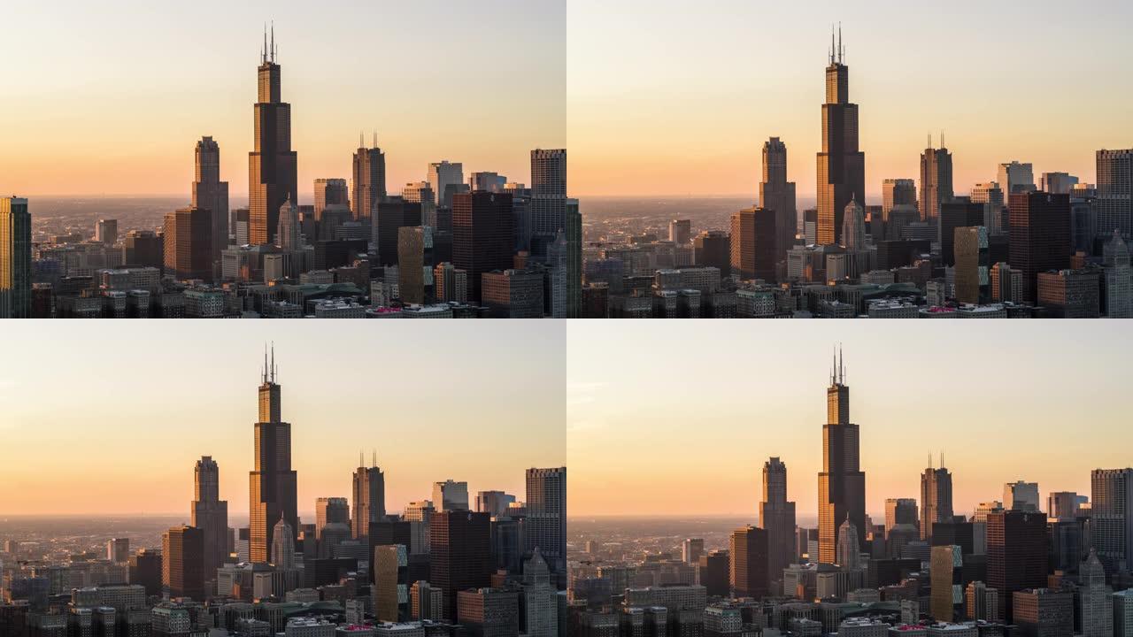 来自天空的芝加哥城市景观