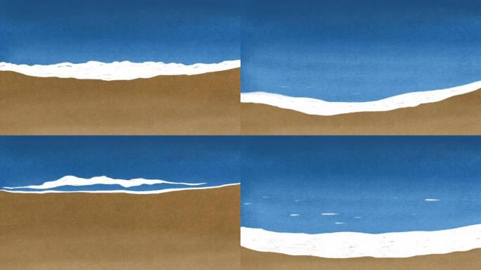 海浪在沙滩上破裂。无缝循环动画