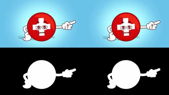 卡通图标旗瑞士脸动画右侧指针对luma哑光不满意