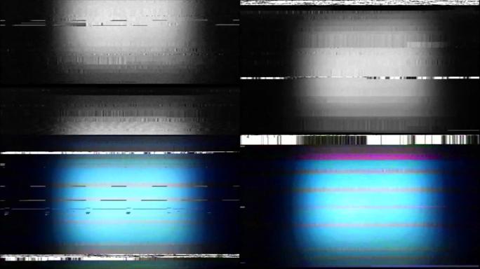 VHS故障模拟抽象数字动画旧电视。故障错误视频损坏。信号噪声。系统错误。独特的设计。信号不好。数字电