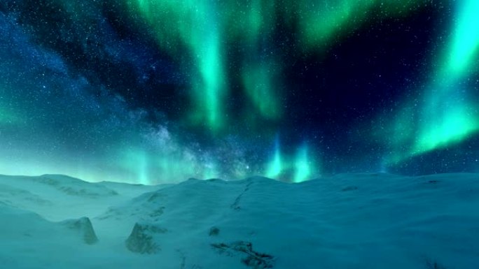 冬季星空中的北极光