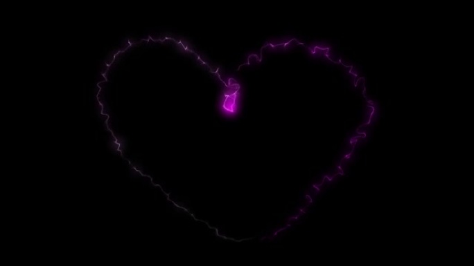 飞行闪烁粒子的动画在黑暗的背景上形成一个心形符号或类似符号。圣瓦伦丁节日美丽的爱情象征。4K