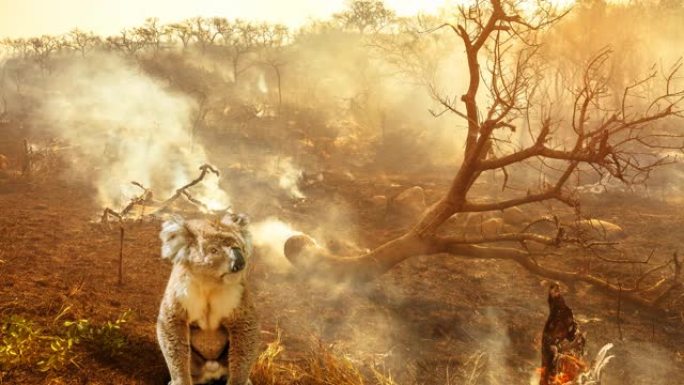 大火中的澳大利亚考拉野生动物电影院