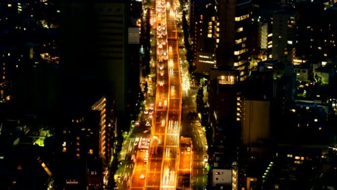 延时-日本东京夜间的交通城市景观