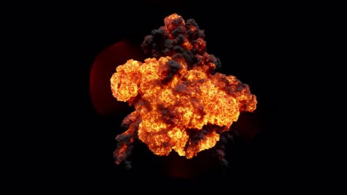 地表以上空气中最强烈的爆炸，火势随着黑烟旋转。带有alpha通道的动画。