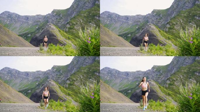 在山上奔跑的女孩山上奔跑的女孩运动训练
