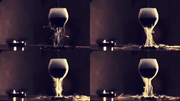 干冰杯红酒视频素材婚礼酒席干冰融化