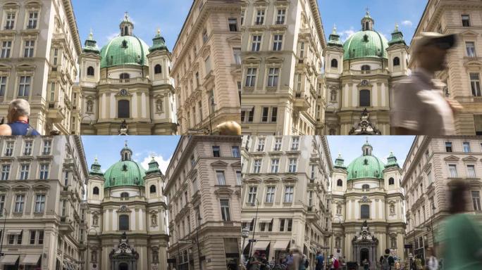 维也纳，奥地利，欧洲: 圣伯多禄天主教堂或圣伯多禄教堂，周末的圣伯多禄广场