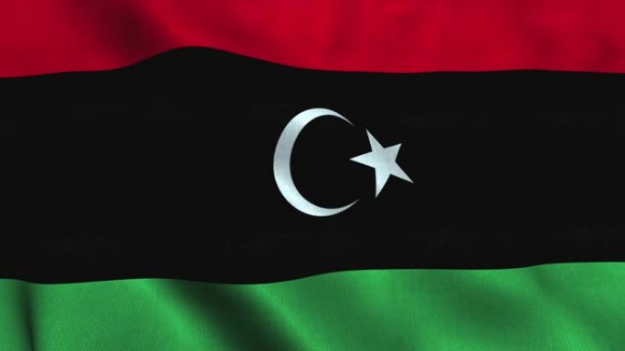 利比亚国旗随风飘扬。利比亚国旗国