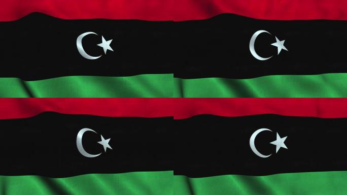 利比亚国旗随风飘扬。利比亚国旗国