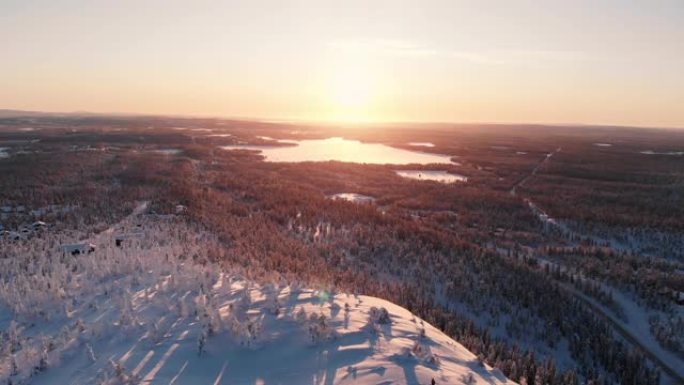 芬兰拉普兰的史诗日出冬季时间
