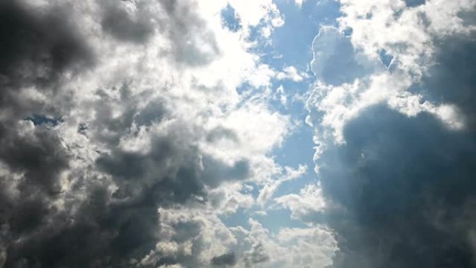 雷暴前蓝天上云层变化的时间流逝。在蓝天积云的高度间隔内滚动旋涡云。天气天气背景概念